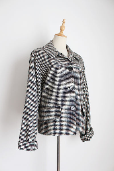 SYNONYME WOOL HOUNDSTOOTH JACKET - SIZE 12