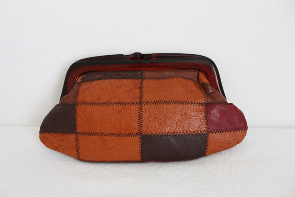 GENUINE LEATHER VINTAGE PATCH CLUTCH