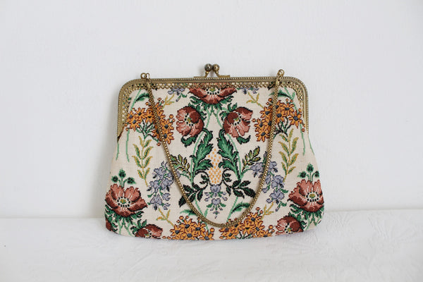 VINTAGE FLORAL TAPESTRY CHAIN BAG