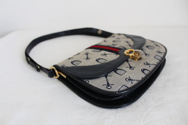 VINTAGE CANVAS GENUINE LEATHER BAG NAVY
