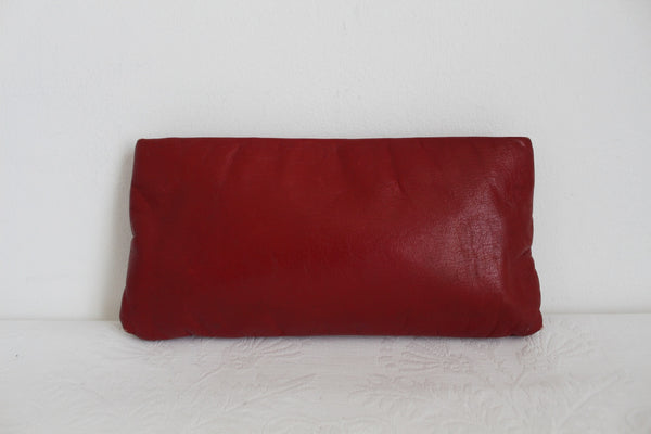 PIERRE CARDIN SNAKE SKIN LEATHER CLUTCH RED