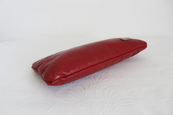 PIERRE CARDIN SNAKE SKIN LEATHER CLUTCH RED