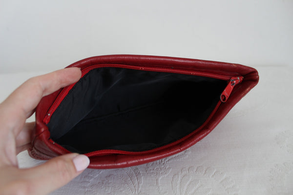 PIERRE CARDIN SNAKE SKIN LEATHER CLUTCH RED