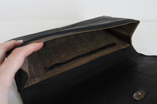 GENUINE SNAKE SKIN LEATHER CLUTCH BROWN