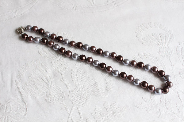NEW FAUX PEARL CHUNKY NECKLACE PURPLE