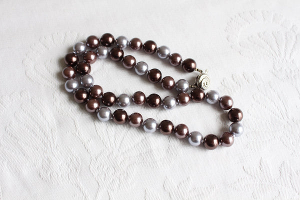 NEW FAUX PEARL CHUNKY NECKLACE PURPLE