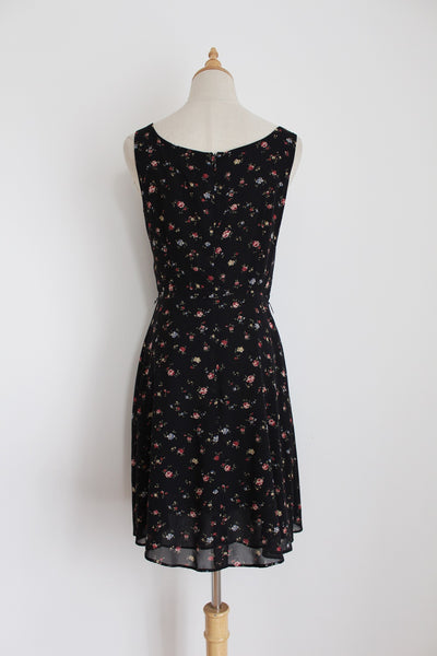 COMME CA DU MODE FLORAL DRESS BLACK - SIZE 8