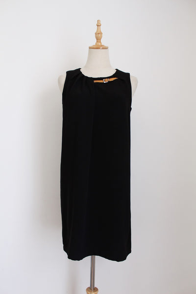 MANGO SLEEVELESS BUCKLE DRESS BLACK - SIZE 8