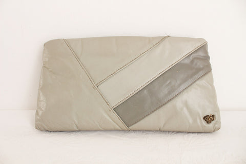 DON MICHELE VINTAGE LEATHER CLUTCH GREY