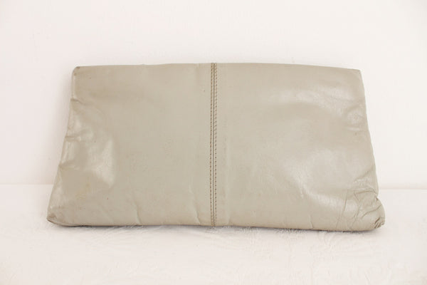 DON MICHELE VINTAGE LEATHER CLUTCH GREY