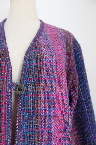 100% WOOL VINTAGE WOVEN JACKET PINK - SIZE 12