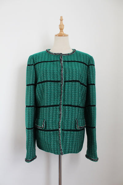 RENA LANGE TWEED JACKET GREEN - SIZE 16
