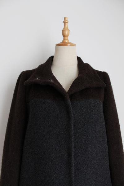 MAX MARA WEEKEND WOOL COAT BROWN - SIZE 8