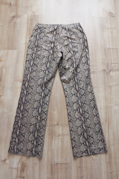 VINTAGE SNAKE SKIN FAUX SUEDE TROUSERS - SIZE 8