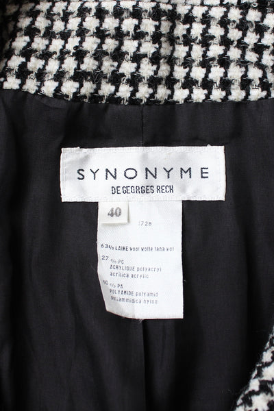 SYNONYME WOOL HOUNDSTOOTH JACKET - SIZE 12