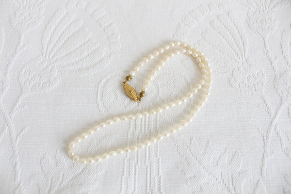 GENUINE PEARL VINTAGE GOLD TONE NECKLACE