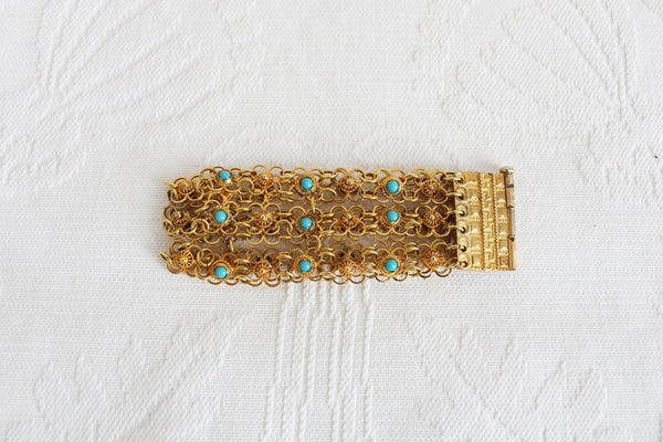 VINTAGE TURQUOISE CHAIN BRACELET GREECE