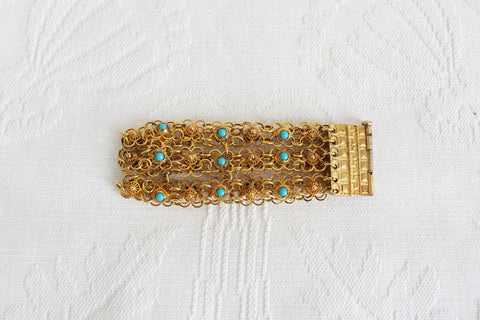 VINTAGE TURQUOISE CHAIN BRACELET GREECE