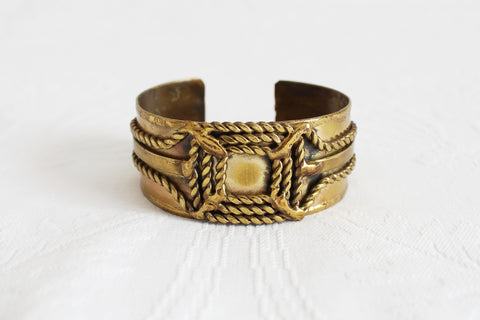 VINTAGE BRASS ROPE CUFF BANGLE
