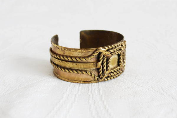 VINTAGE BRASS ROPE CUFF BANGLE