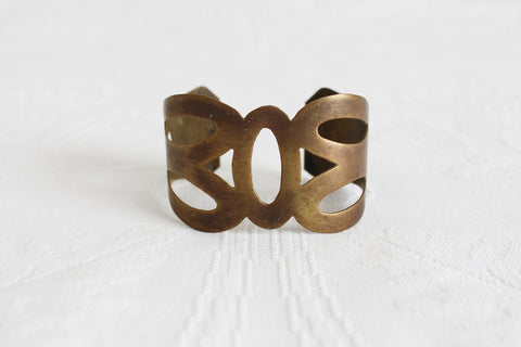 VINTAGE CUT OUT BRASS CUFF BANGLE