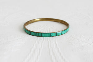 MALACHITE INLAY BRASS BANGLE VINTAGE