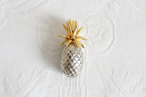 VINTAGE PINEAPPLE GOLD SILVER TONE BROOCH