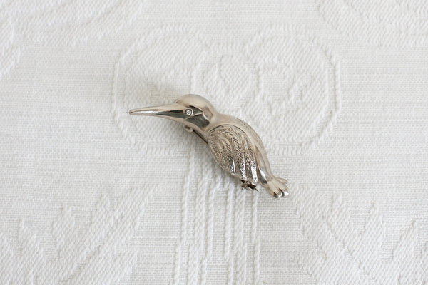 VINTAGE SILVER TONE BIRD BROOCH