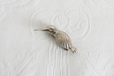 VINTAGE SILVER TONE BIRD BROOCH