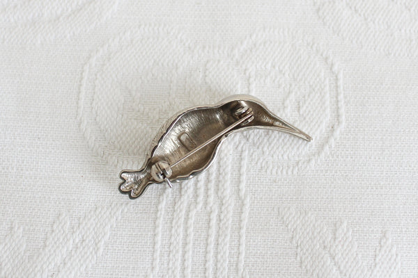VINTAGE SILVER TONE BIRD BROOCH
