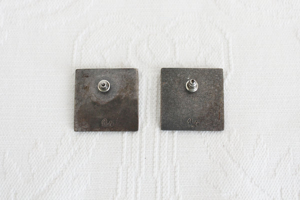NURI PEWTER INLAY VINTAGE EARRINGS