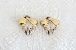 VINTAGE BOW KNOT SILVER GOLD TONE CLIP-ONS