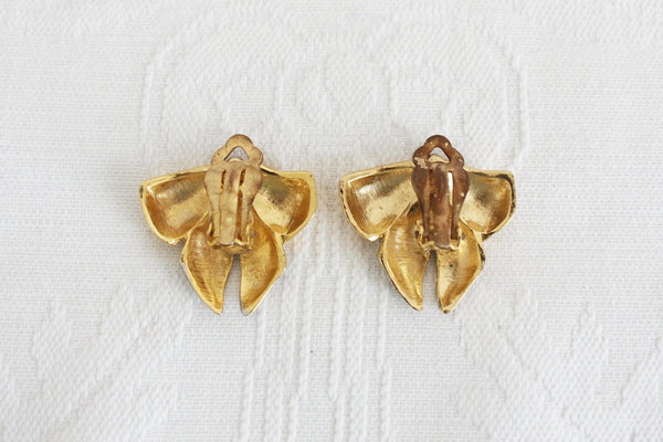 VINTAGE BOW KNOT SILVER GOLD TONE CLIP-ONS