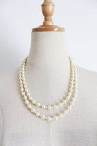 VINTAGE FAUX PEARL TWO STRAND NECKLACE