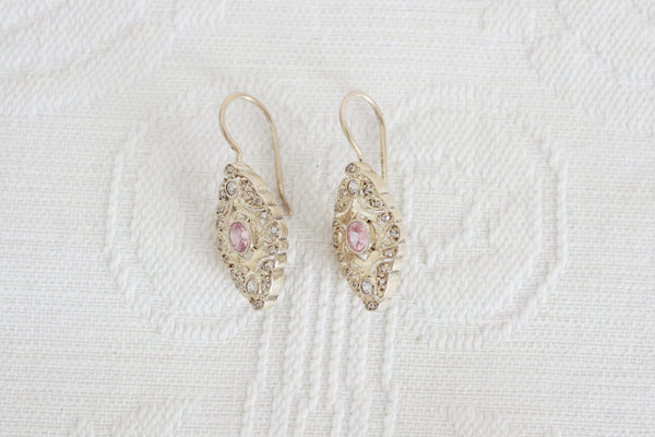 VINTAGE STERLING SILVER CZ DROP EARRINGS