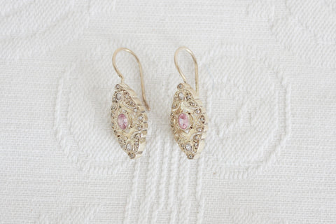 VINTAGE STERLING SILVER CZ DROP EARRINGS