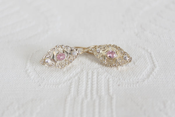 VINTAGE STERLING SILVER CZ DROP EARRINGS