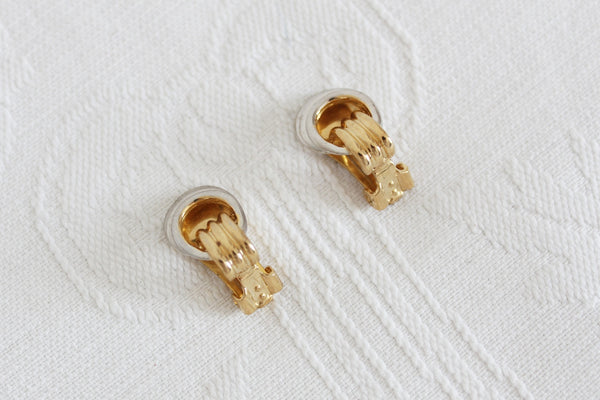 VINTAGE TWO TONE HOOP CLIP-ONS