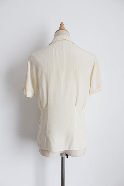 100% SILK VINTAGE TRAMO EMBROIDERY BLOUSE - SIZE 8