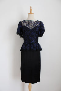GUNNE SAX VINTAGE LACE COCKTAIL DRESS BLACK - SIZE 8