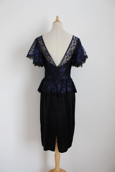 GUNNE SAX VINTAGE LACE COCKTAIL DRESS BLACK - SIZE 8