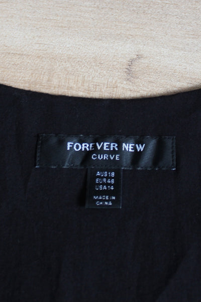 FOREVER NEW CURVE BRODERIE DRESS BLACK - SIZE 18