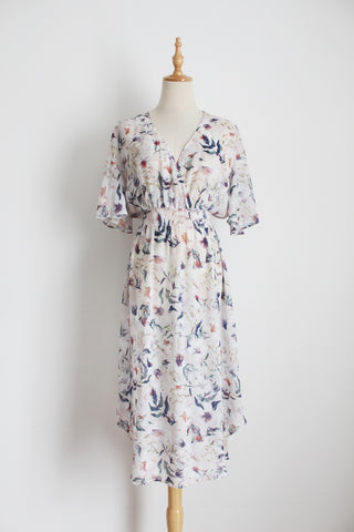 WITCHERY SHEER CHIFFON FLORAL DRESS - SIZE 10