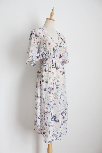 WITCHERY SHEER CHIFFON FLORAL DRESS - SIZE 10
