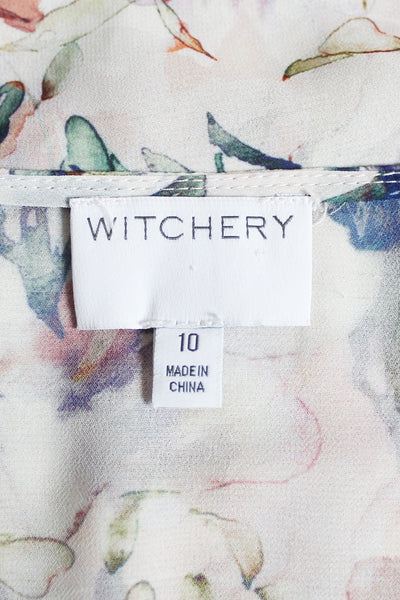 WITCHERY SHEER CHIFFON FLORAL DRESS - SIZE 10