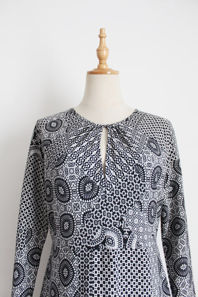 ZARA TRAFALUC PRINTED DRESS BLACK WHITE - SIZE 10