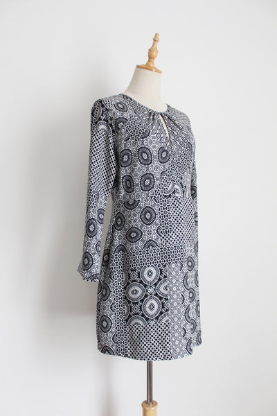 ZARA TRAFALUC PRINTED DRESS BLACK WHITE - SIZE 10