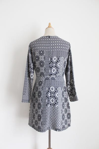 ZARA TRAFALUC PRINTED DRESS BLACK WHITE - SIZE 10