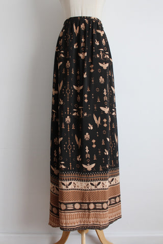 SPELL PRINTED SIDE SLIT MAXI SKIRT BLACK - SIZE S