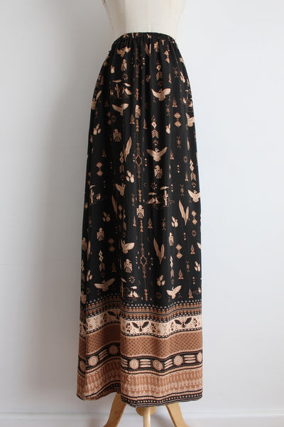 SPELL PRINTED SIDE SLIT MAXI SKIRT BLACK - SIZE S